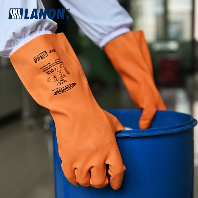 LANON蘭浪SR200耐酸堿橡膠防化手套圖片1