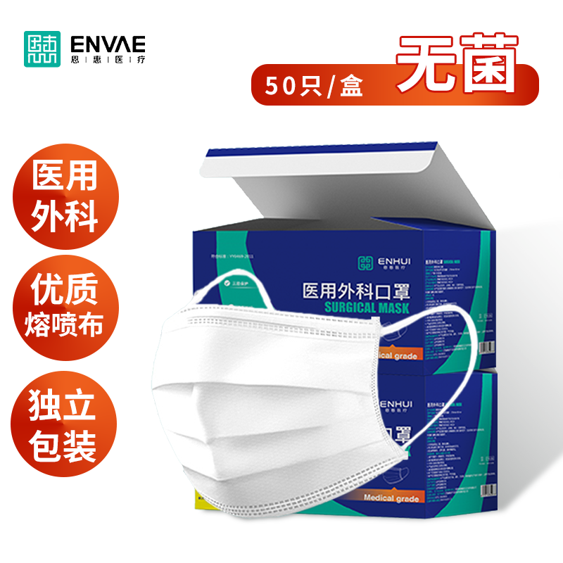 恩惠醫(yī)療三層一次性醫(yī)用外科口罩圖片2