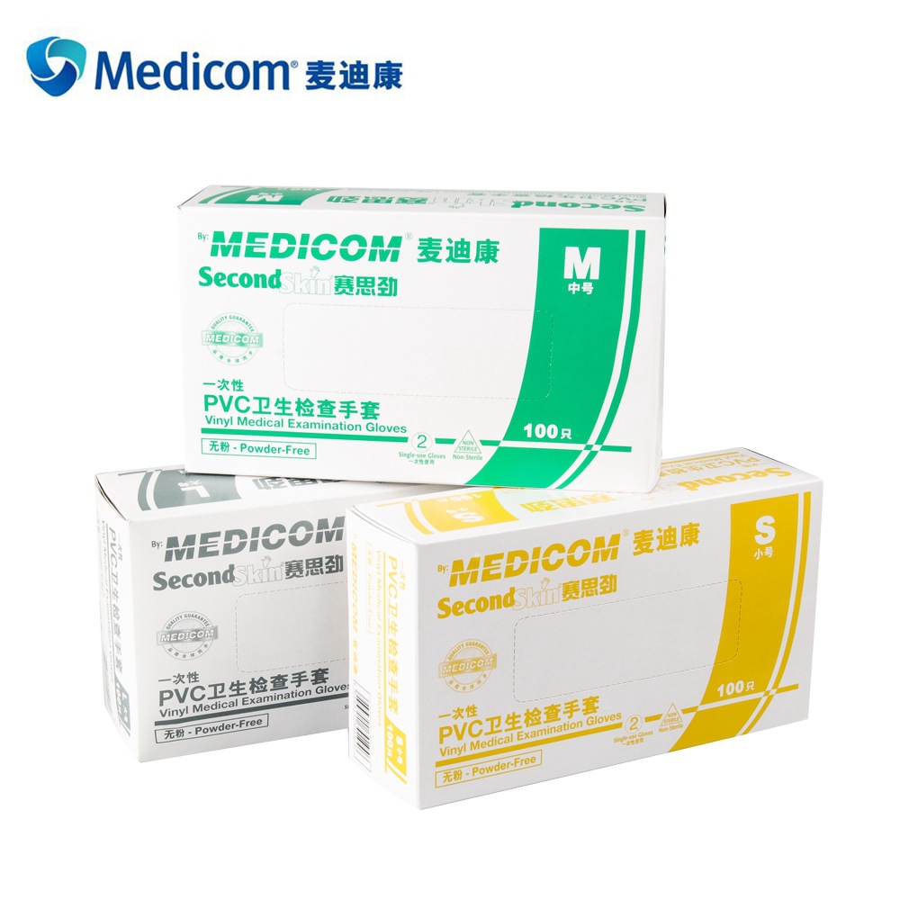麥迪康1209C透明無(wú)粉一次性PVC手套M圖片1