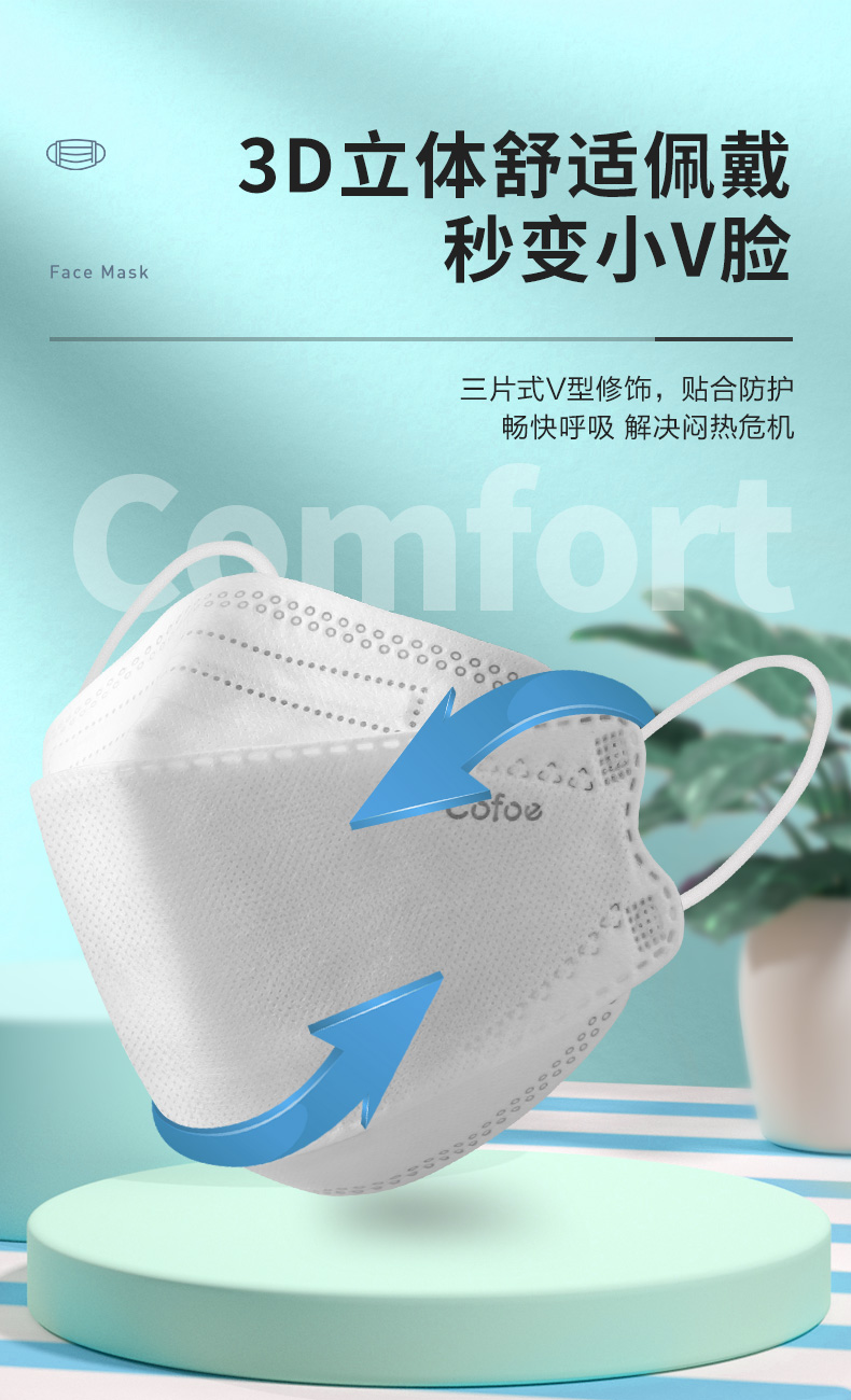 可孚KF-KZ-002魚(yú)型一次性kn95防塵口罩圖片2