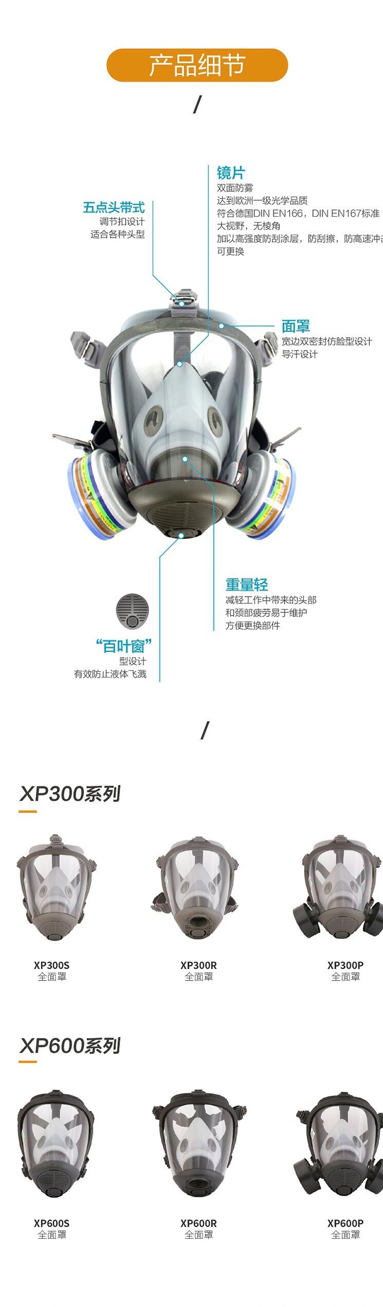 華信威保小金罩XP600P防塵防毒過(guò)濾全面罩圖片3