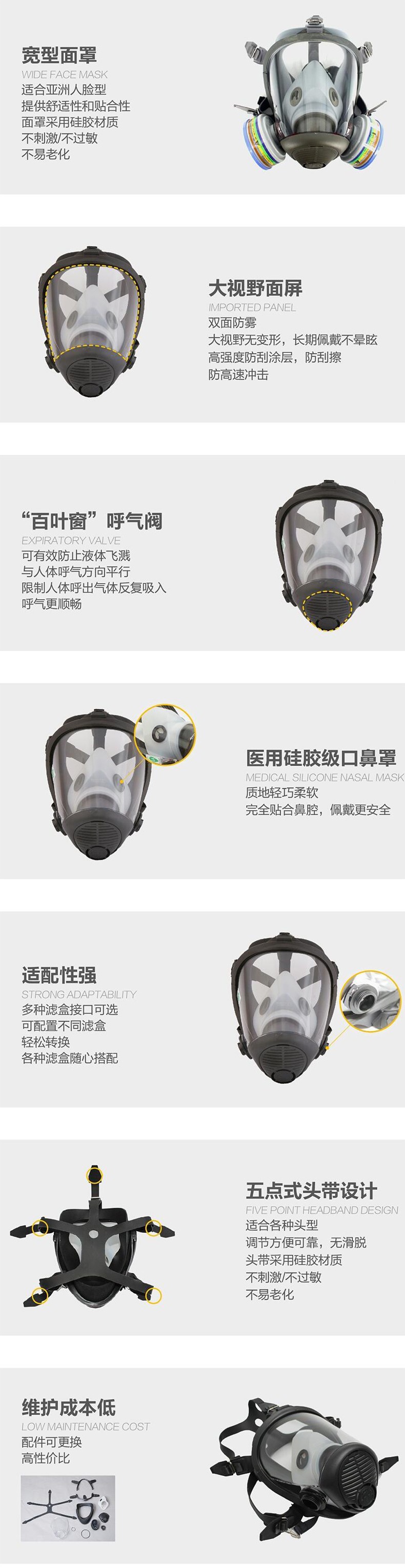 華信威保小金罩XP600P防塵防毒過(guò)濾全面罩圖片4