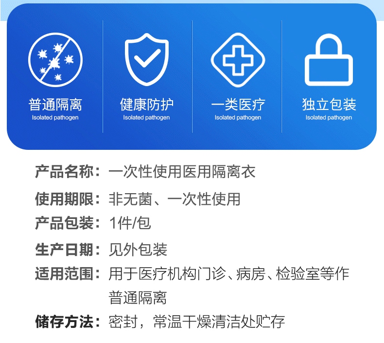 一次性使用醫(yī)用隔離衣產(chǎn)品說(shuō)明